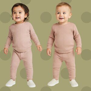 🤎 Chick Pea Toddler Ribbed Knit Pants – Neutral Beige Lounge Bottoms (Size 18M)